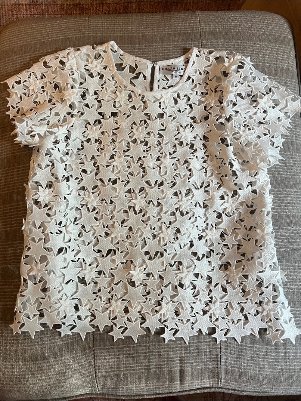 White Star Cutout Short Sleeve Top